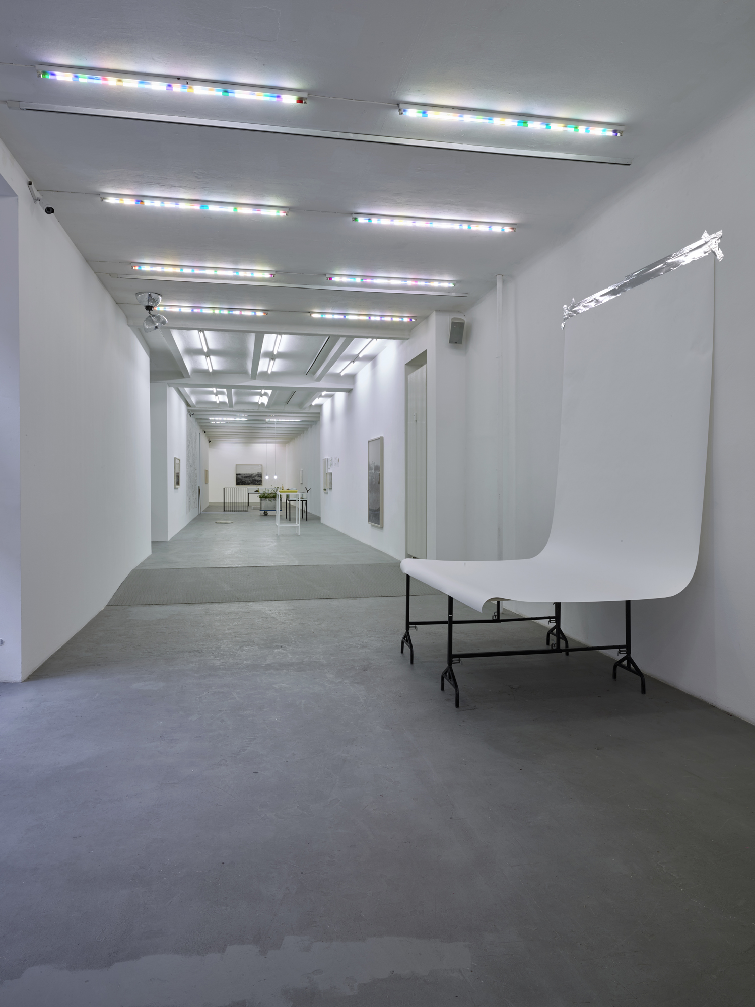 Color filters on existing flourescent tubes, installation view nGbK Berlin